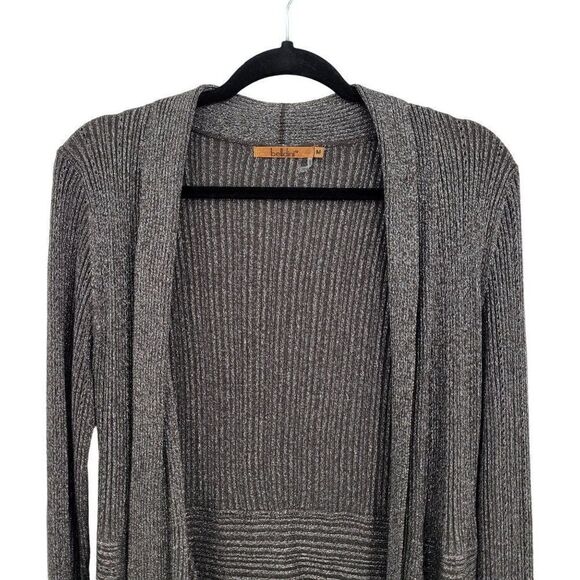 Belldini Cardigan Sweater Brown Sparkle Open Waterfall Long Sleeve Duster M - Picture 5 of 11